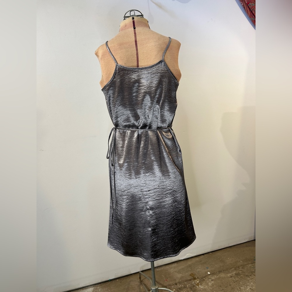 Leith Silver Metallic Wrap Cocktail Dress Size XS - Picture 9 of 16